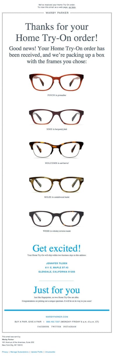 Trigger-Based-Email-warby parker